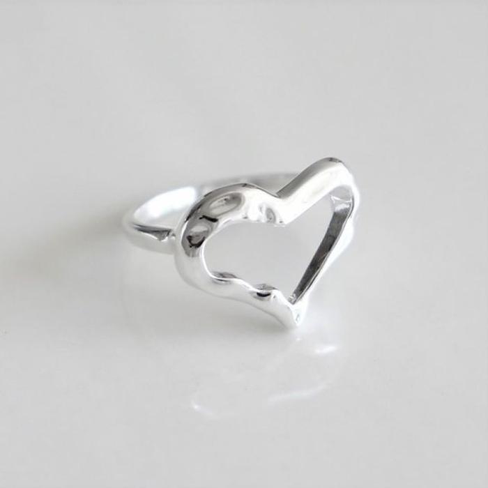 Uneven Heart Ring (Silver925)