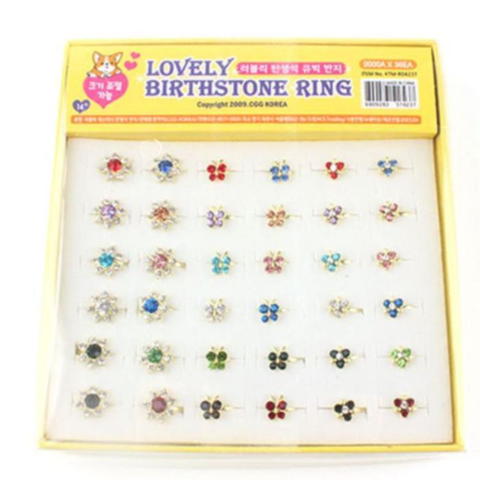 Lovely Birthstone Cubic Ring (36 pcs) Z20 (13173541A)