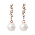 Proseller 14K Rose Gold Pearl Drop Stick Earrings (13173628A)