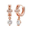 [Proseller] 14K Rose Gold CZ Drop One-Touch Stud Earrings (13173629A)