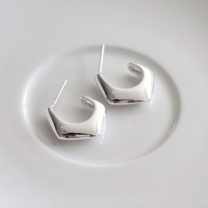 Silver925 Bold Pentagon Ring Earrings