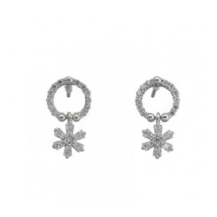 seller domestic 6-sided white-plated earings (13173681A)