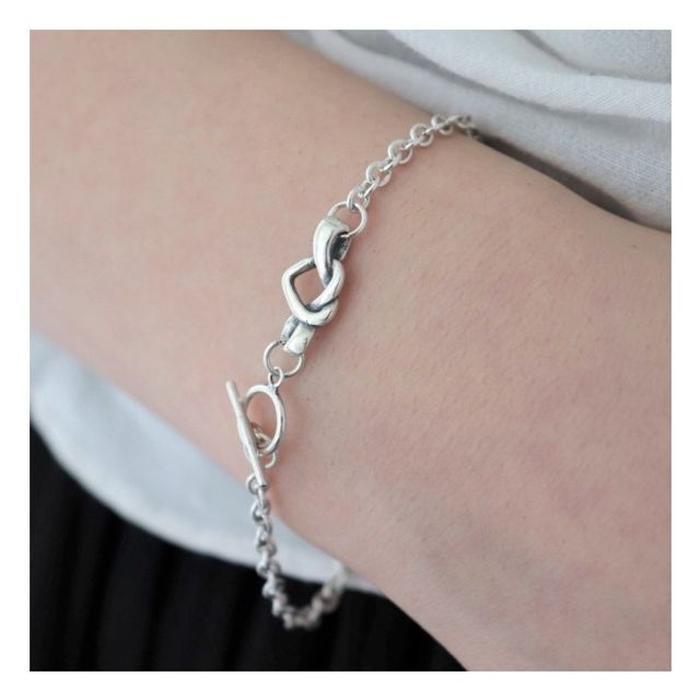 Silver925 Heart Pretzel Bracelet (13173886A)