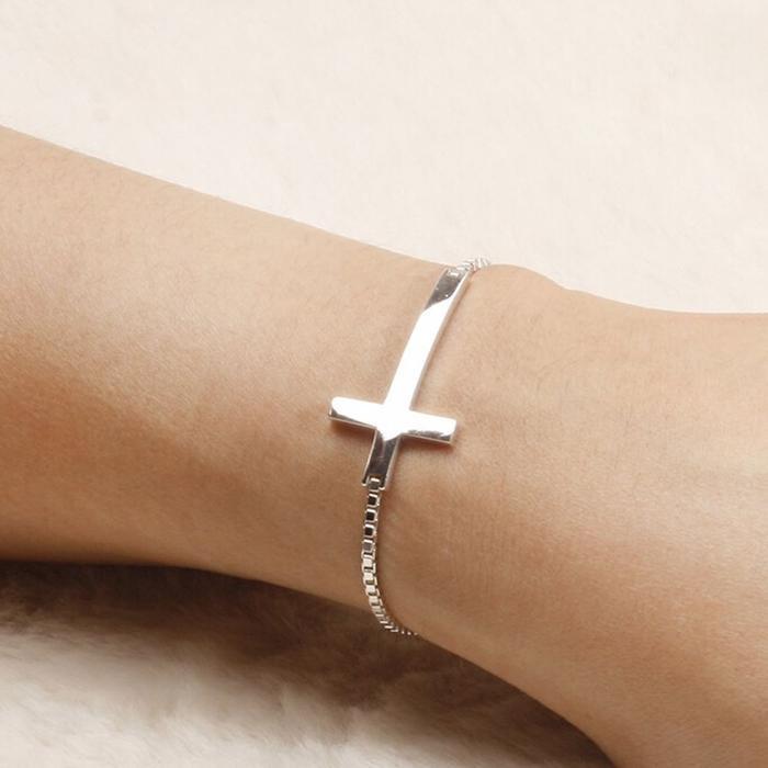 Proseller (Made in Korea)万事通 Christian Cross Silver Bracelet (13173910A)