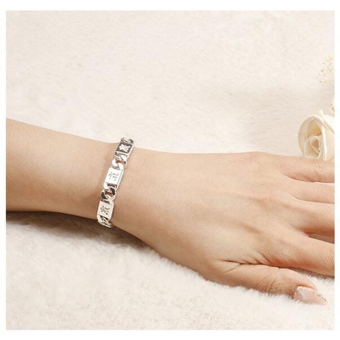 Silver Buddhist Om Bracelet (Made in Korea) 2024 Goal Achievement (13173912A)