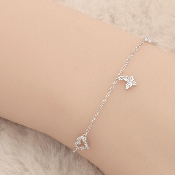 Butterfly sterling silver bracelet (17cm+3cm) (13173928A)