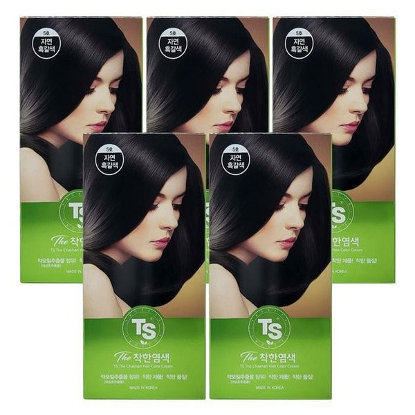 KATYALPHASHOPPING TS Kind Gentle Hair Dye 120g No.5 Natural Black 5 Pieces S