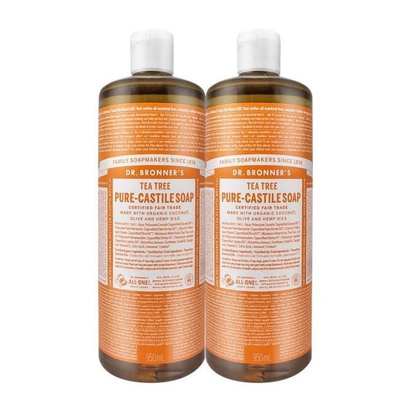 KatyAlphaShop Dr.Bronner's Tea Tree Pure Castile Soap Cedarwood 950ml All-In-One Body Wash 2pcs