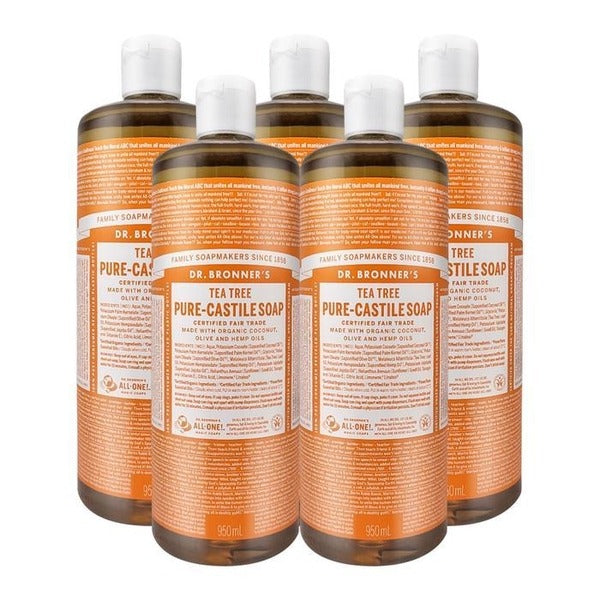 Ktalpha Shopping Dr.Bronner's Tea Tree Pure Castile Soap Wood Scent 950ml All-in-One Body Wash 5pcs 