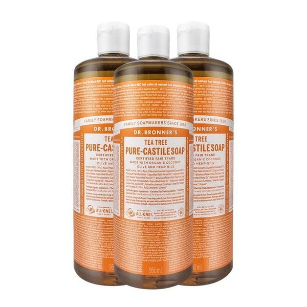 KATYALPHA SHOPPING Dr.Bronner's Tea Tree Pure Castile Soap Cedarwood 950ml All-In-One Body Wash x3