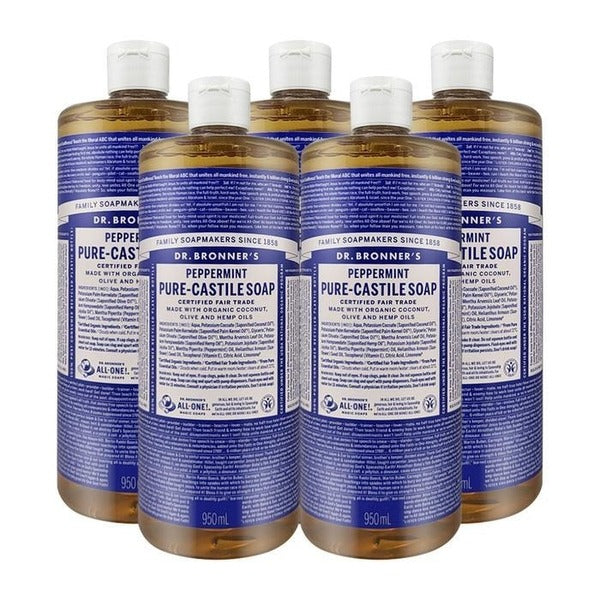 KatyAlphaShop Dr.Bronner's Peppermint Pure Castile Soap Mint香(油性) 950ml 5pcs