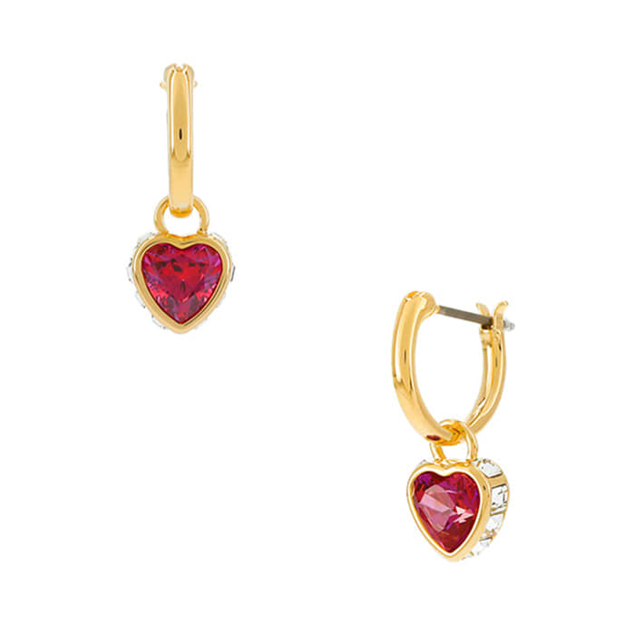 Swarovski 5684760 Chroma Heart Red Hoop Drop Earrings