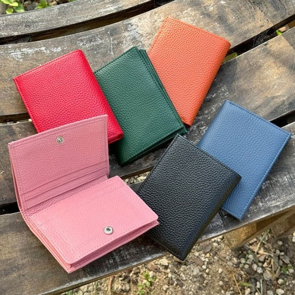 KATYALPH SHOPPING Leather Mini Credit Card Wallet 1P Multiple Pockets Currency Case