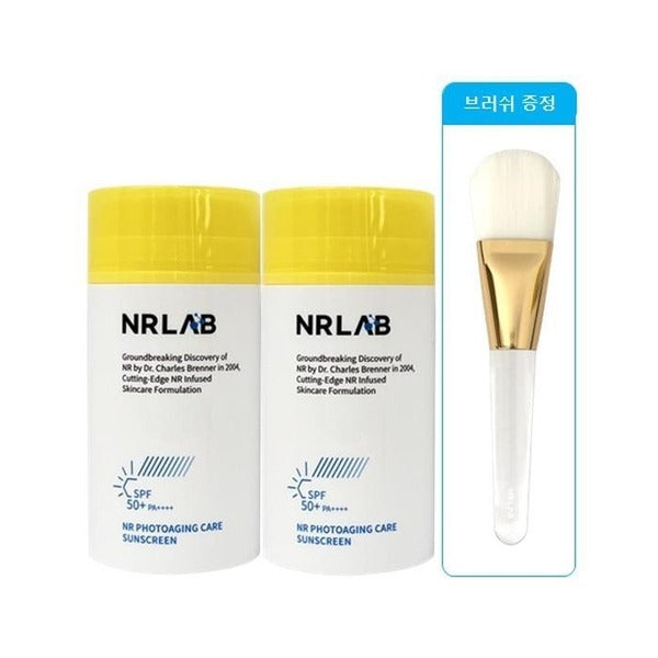 KatyAlphaShop NLR Lab Sun Cream Non-Comedogenic NR Photaging 80ml x2, Adhesive Brush