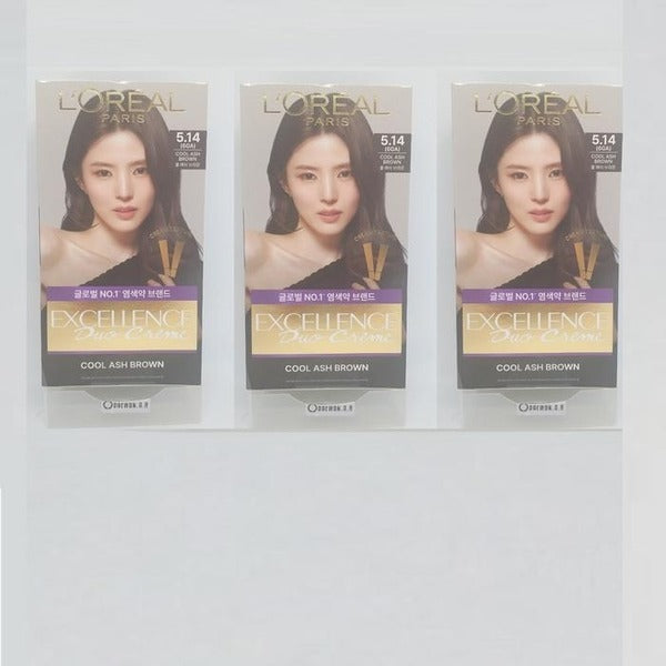 KatieAlphaShop [Loreal] Loreal Paris Excelance Duo Cream New Tone Color Dye 5.14 Cool Ash Brown 3 pi
