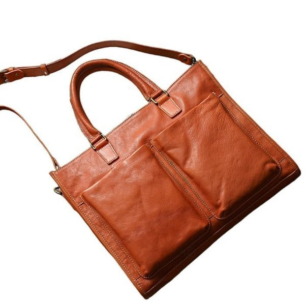 KatyAlphaShoPING ClassicDesign Leather Briefcase N11640 for Professionals DocumentsStorage