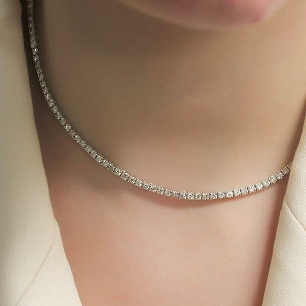 KETAIALPHASHOPPING 925 Classic Cubic Tennis Necklace Layered 2mm