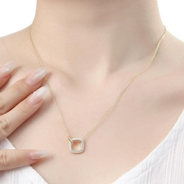 KT Alpha Shopping Bijouholic Silver 925 Gold plated Double Square Necklace