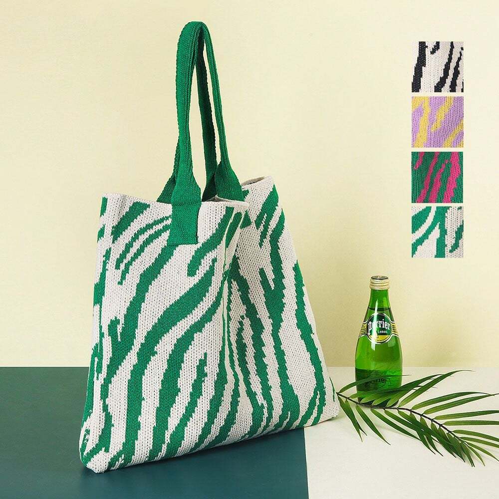 Style House Eco Bag Canvas Bag MT61 Zebra Pattern Knit