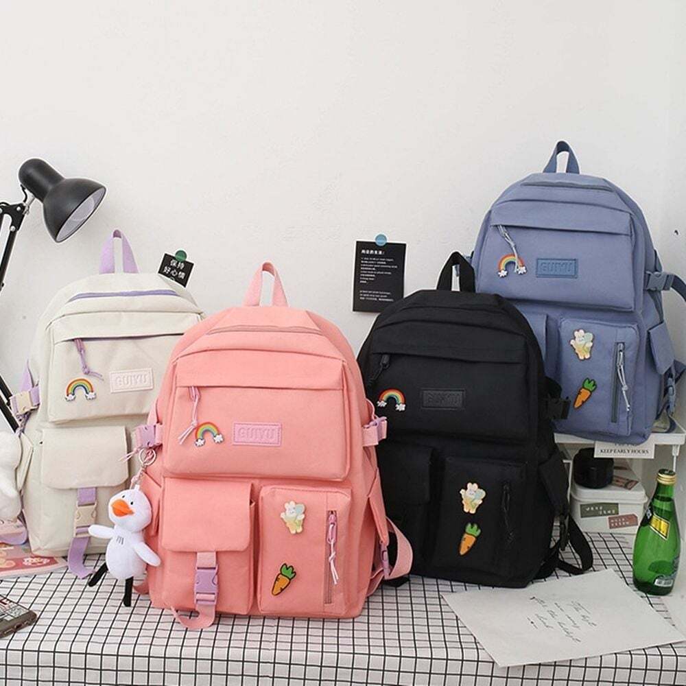 Eco Bag Canvas Bag Middle School Student Backpack Four Sets of Pens