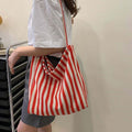 EcoBag Canvas Bag for Women Vertical Stripe Shoulder Bag (Styhousel)