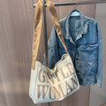 Eco Bag Canvas Bag Stylishhouse Women Daily Shoulder Bags College Travel Beige