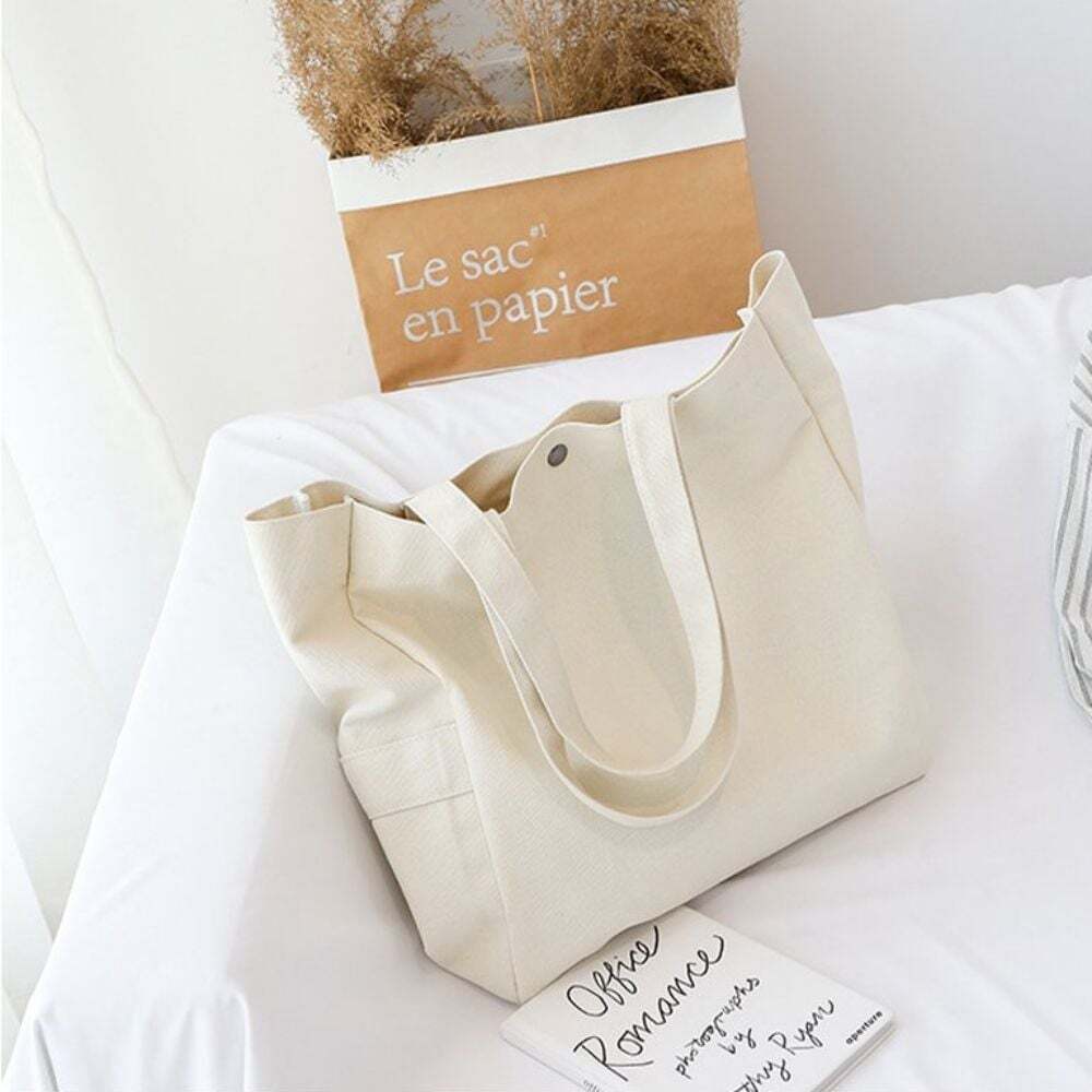 Eco bag canvas bag big size shoulder bag natural 4 colors