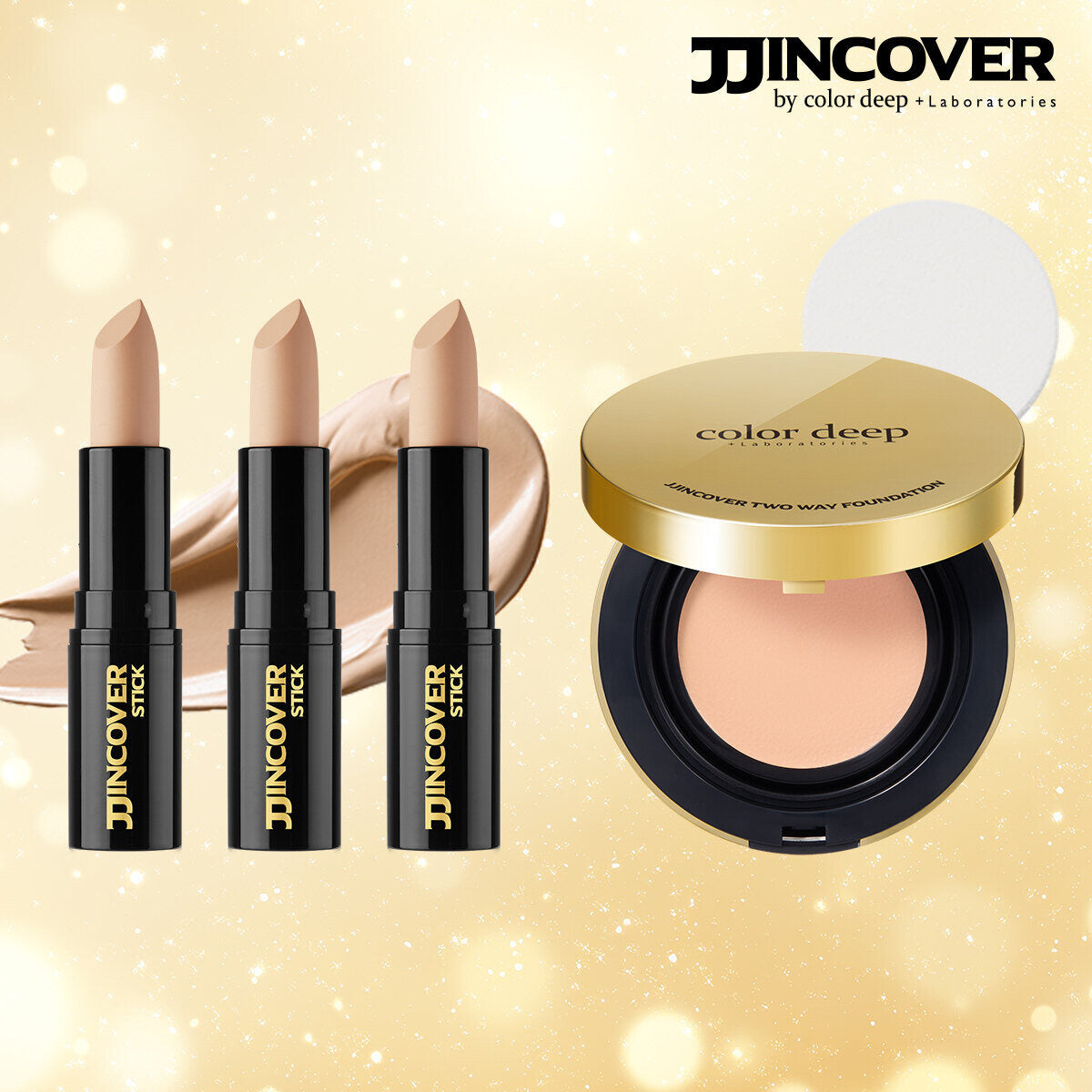 ColorDeep Latest Shade (Real Cover) Concealer Stick x 3 + ColorDeep Two Way Fact x 1