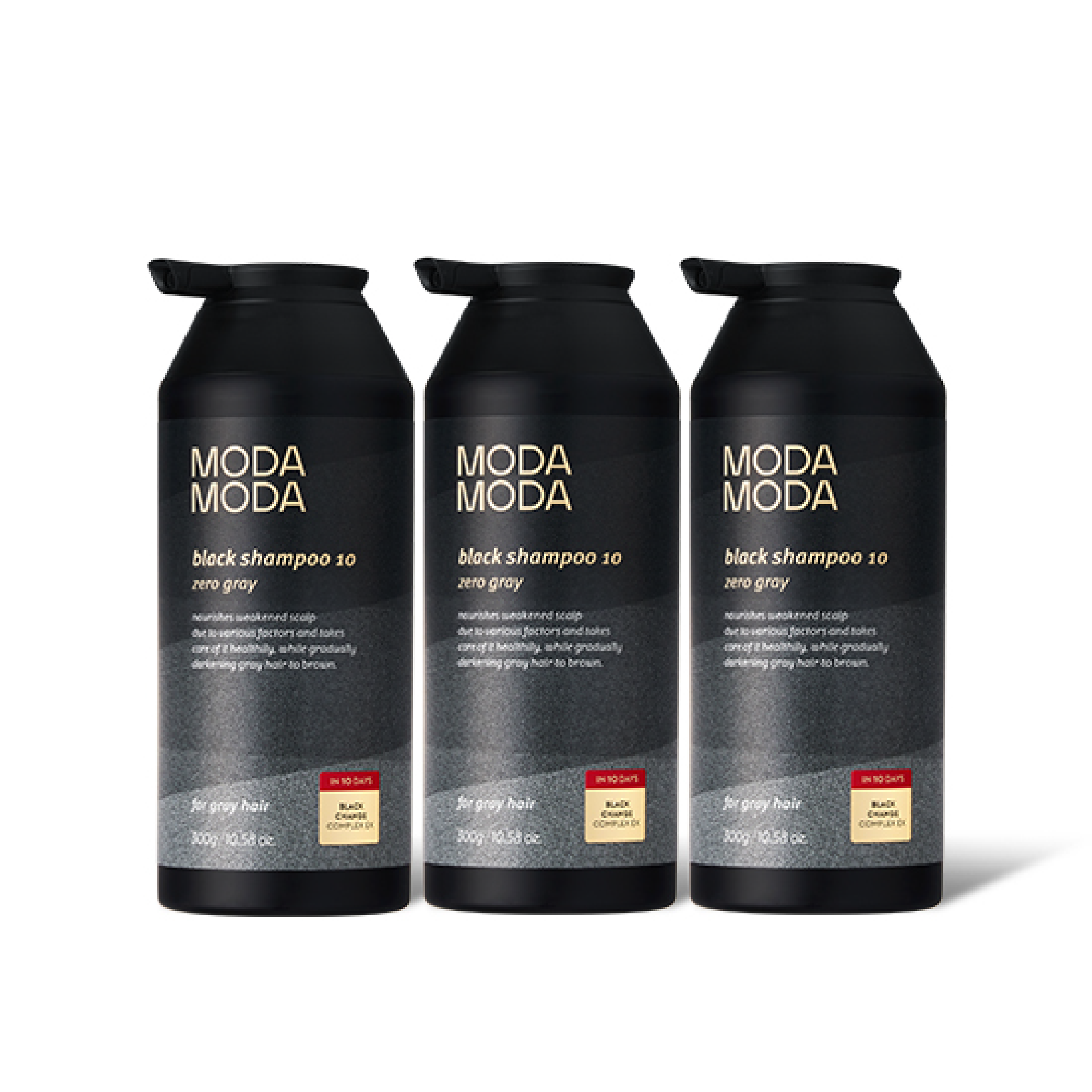 MODAMODA Shampoo Logotype Black 10 x 300g 3 bottles
