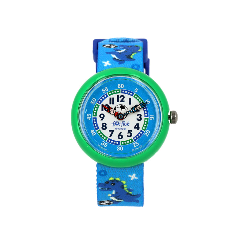 FlickFlack FBNP209 SPORT LOVERS SOCCEROZAURUS kids NATO watch