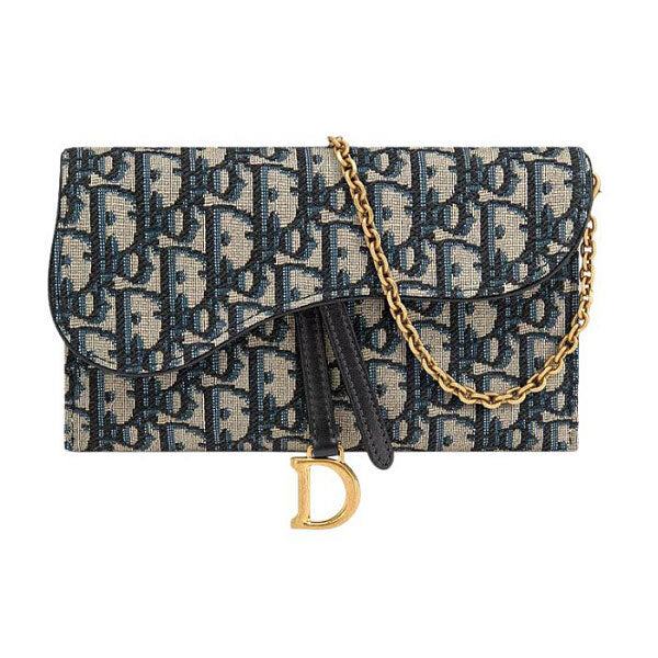 Dior SADDLE chain wallet Blue S5614CT