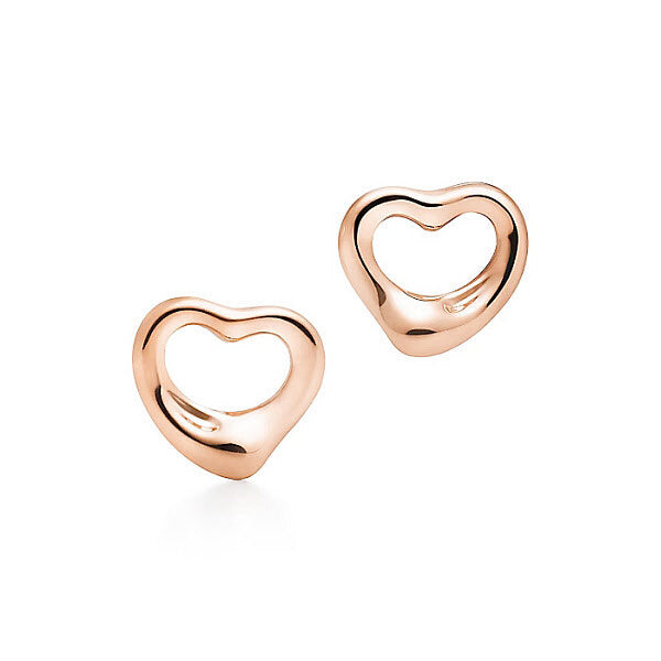 Tiffany & Co Elsa Peretti Open Heart Stud Earrings Rose Gold 11mm 27233945