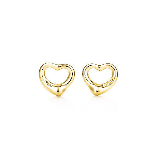 Tiffany & Co Elsa Peretti Open Heart Stud Earrings Yellow Gold 11mm 12318936
