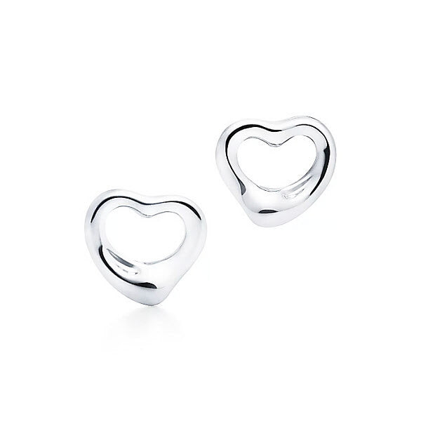 Tiffany & Co Elsa Peretti Open Heart Stud Earrings Silver 11mm 12270062