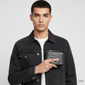 Diesel 26SS 1DR Bifold Zipper 2 Wallet Black X0988