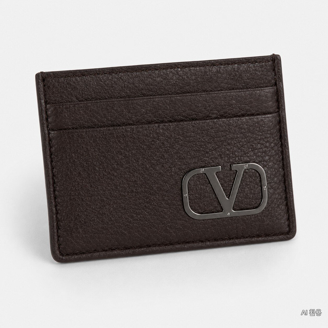 Valentino 23FW Signature V Logo Card Wallet Dark Brown