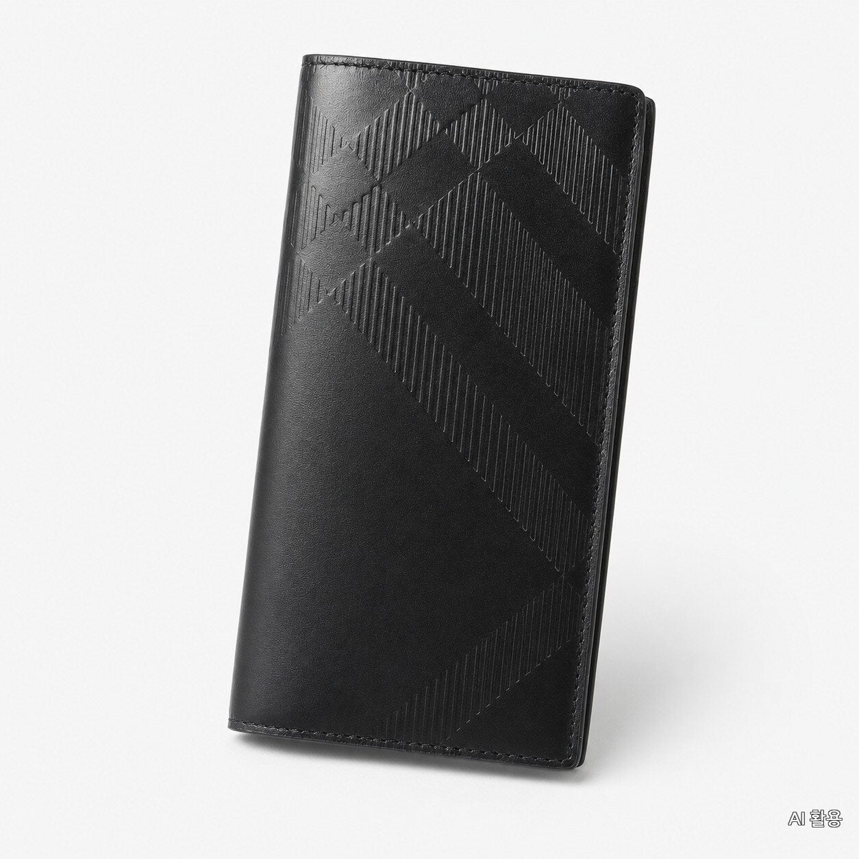 Burberry Men's Check M Leather Long Wallet Black 8103991