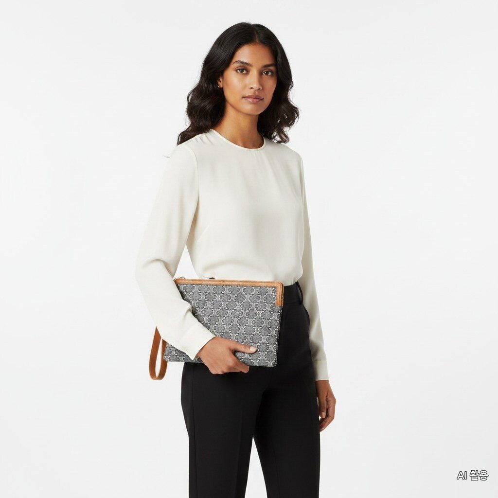 Celine women's triope jacquard leather pouch KL