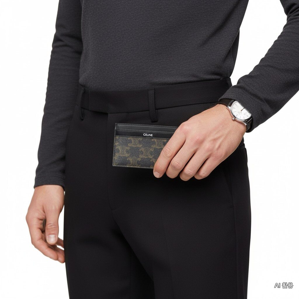 Celine Triope Canvas Pattern Card Wallet Black