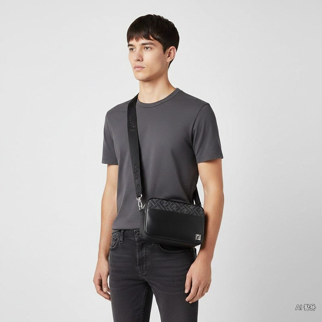Fendi Mens Square FF Crossbody Camera Bag Black