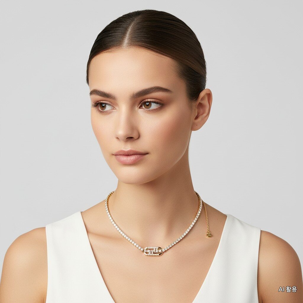 Pendy Women's Black Leather Tennis Necklace Gold 8AL188