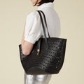 Dellcrest Sonata Shopper Perforate Black Large+Pouch DSN5001BEL