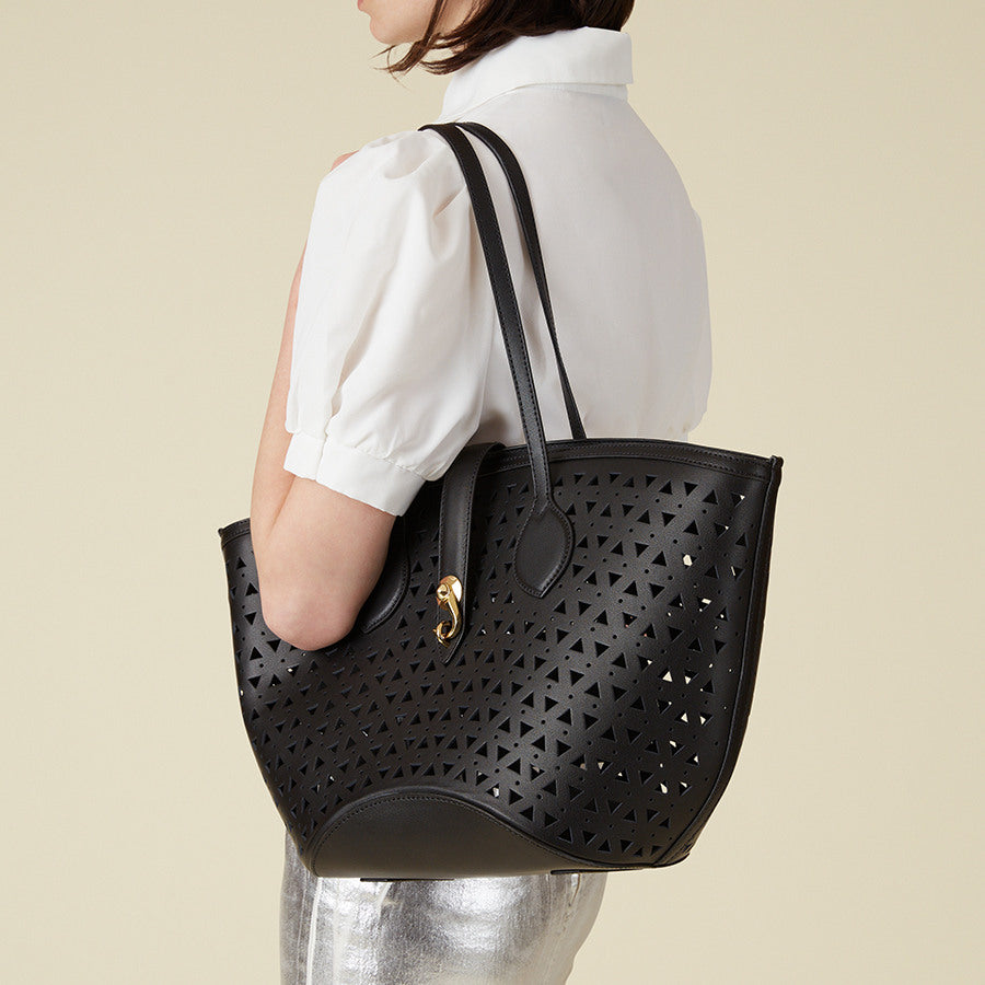 Dellcrest Sonata Shopper Perforate Black Large+Pouch DSN5001BEL