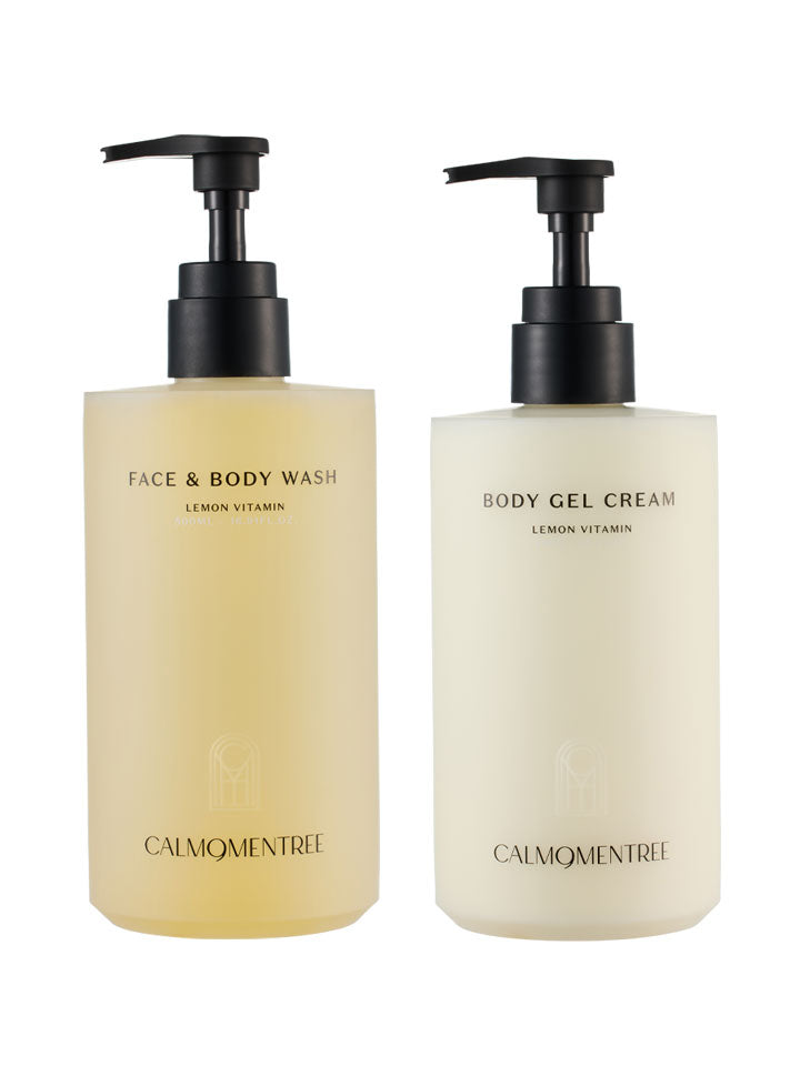 Camomenteri Lemon Vitamin Acne Body Wash & Gel Moisturizer Set (500ml/450ml)
