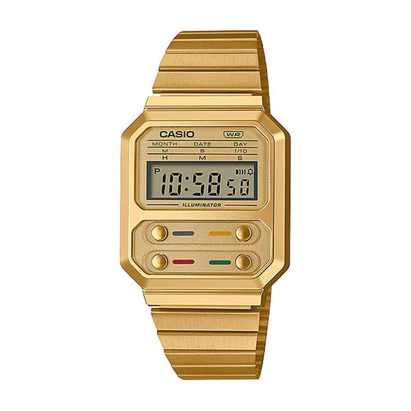 Casio A100WEG-9A Common Rectangular Metal Digital Watch