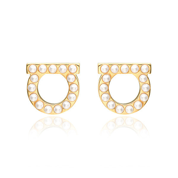 Ferragamo 76 0125 0696581 (760125 696581) crystal pearl earrings