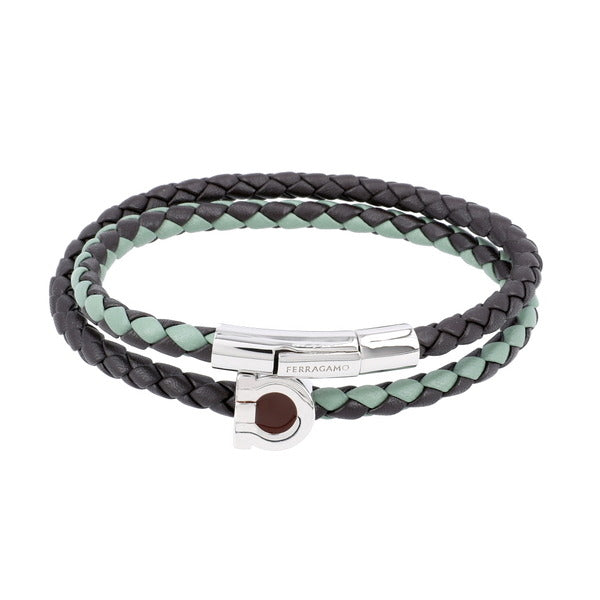 Ferragamo 77 0404 0791270 Cancini Two Tone Braid Large Leather Bracelet