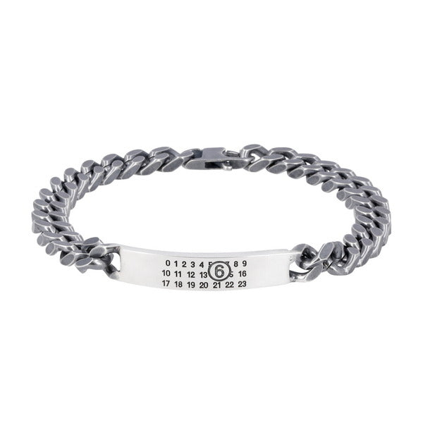 Maison Margiela SM6UY0049 SV0235 954 MM6 Engraved Numbering Logo Chain Bracelet