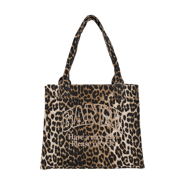 Ganni A5807 943 Leopard Print Easy Large Tote Bag