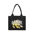 Ganni A6897 099 banana logo easy large shopper tote bag